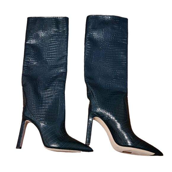 Jimmy Choo Mavis 100 Boots Green Croc Embossed Leather boots size 6 - Picture 7 of 10